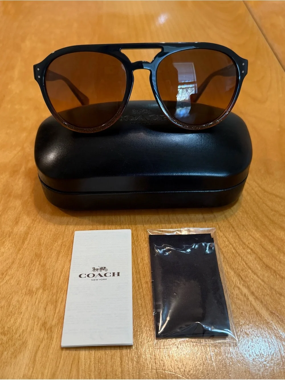 Coach Grey and Amber Glitter Frame Gradient Lenses Aviator Sunglasses